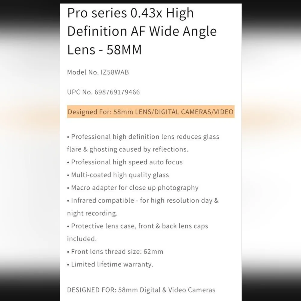 Wide Angle Lens
